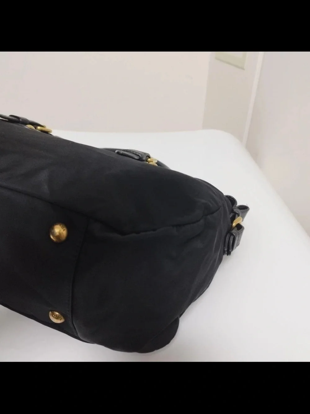 Prada Black Nylon Tote with Leather Accents